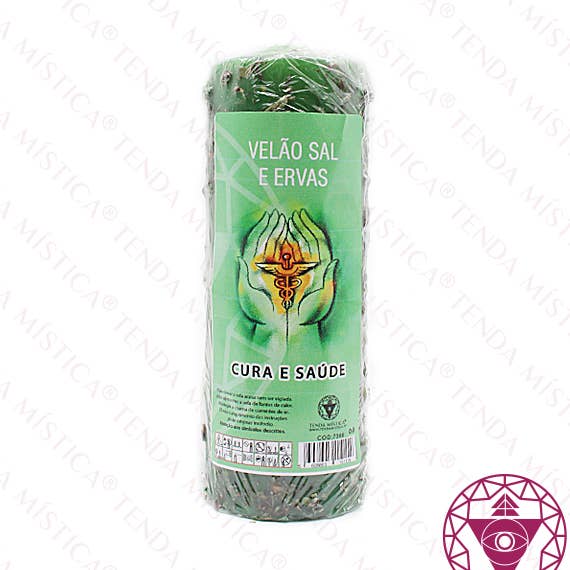 Large Candle Salt and Herbs Healing and Health for wholesale by Tenda Mística