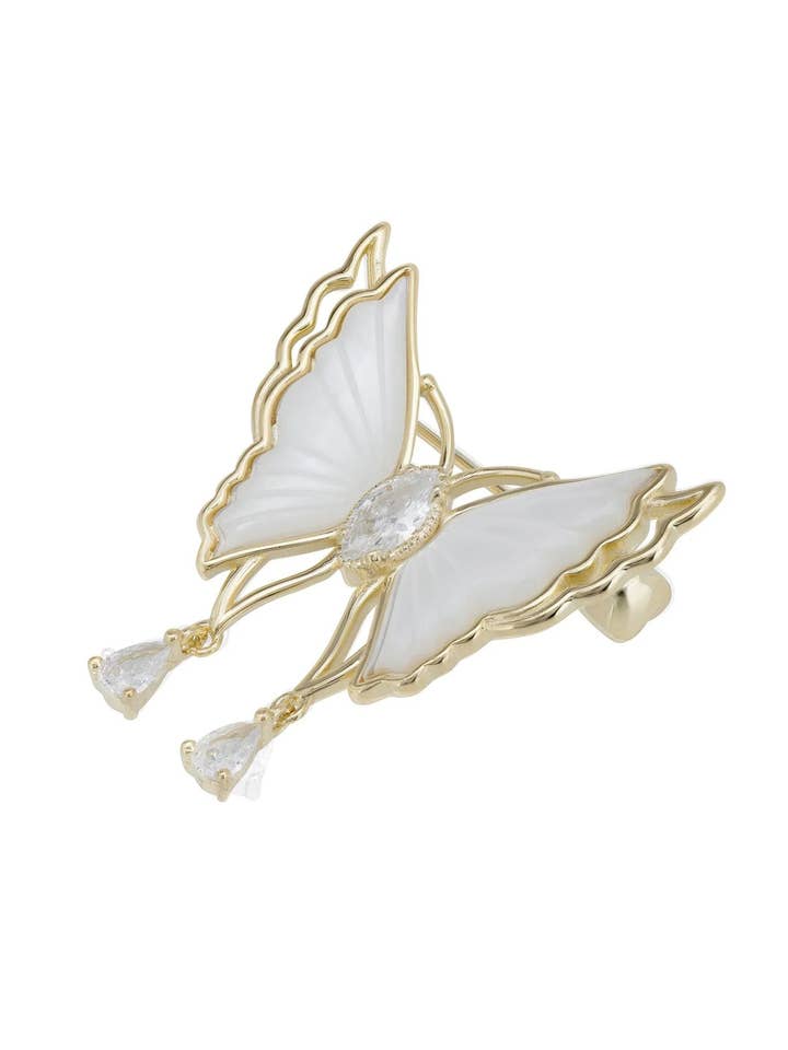 Pearl Wing Butterfly Brooch Gold for wholesale by Latelita