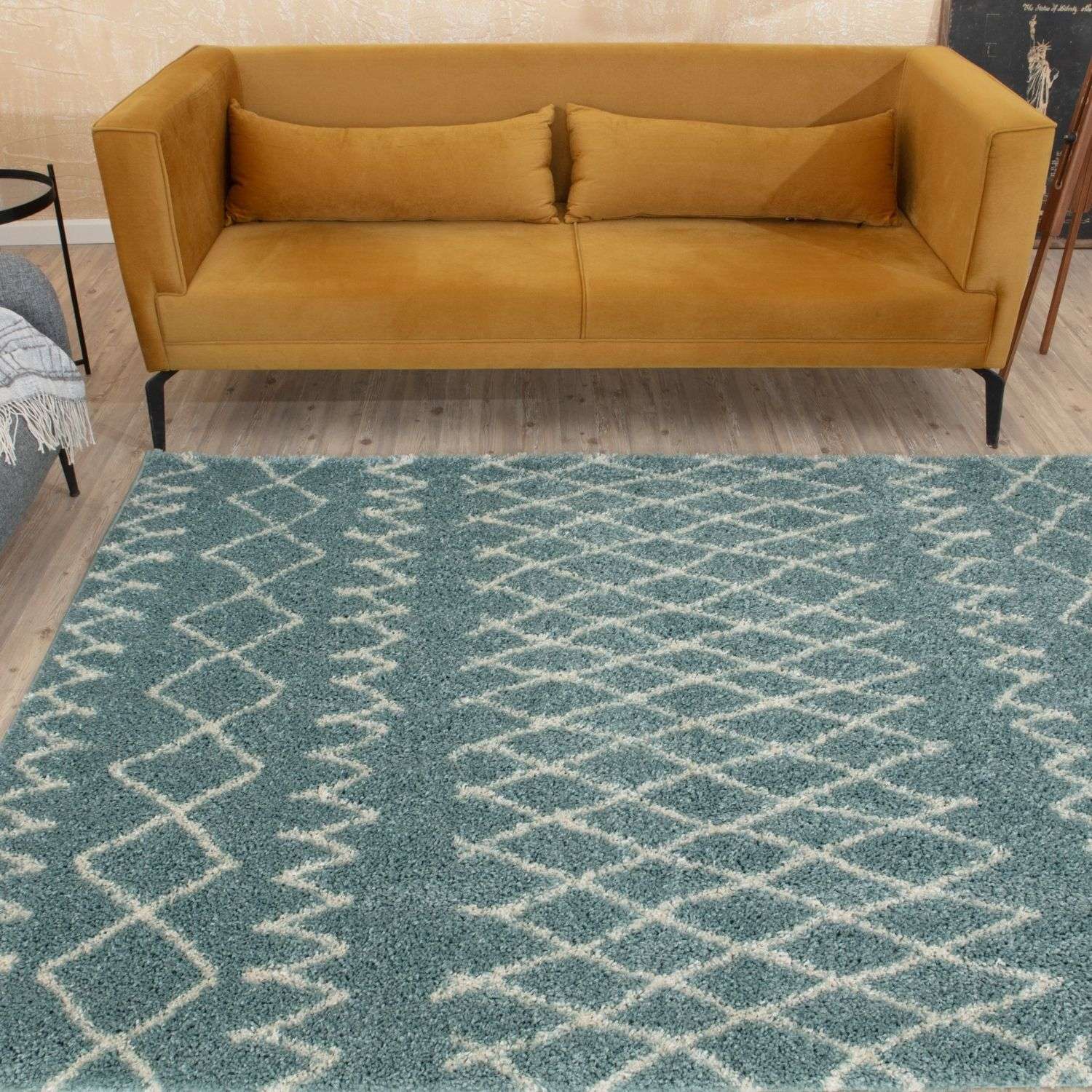 THE RUGS – wholesale Area rug – Moroccan Duck Egg Blue Shaggy Rug | 9506