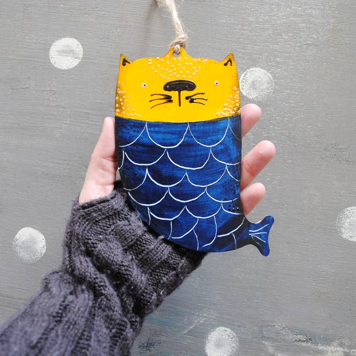 Adorno náutico para decoración del hogar del gato sirena decoración del océano para venta al por mayor de HandyHappy