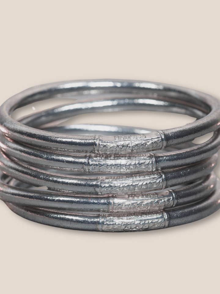 Buddhist bangle L emblematic 5mm Emblematic ANTIQUE SILVER- SIZE S 57mm for wholesale by JolieJulie-MaLune-VentiLLo