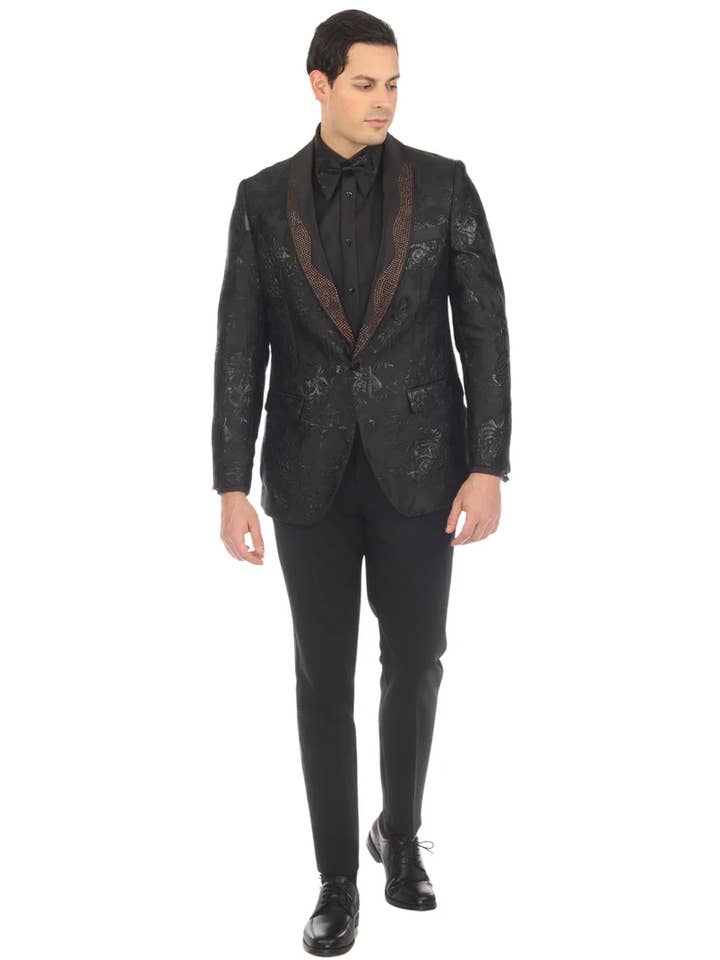 Ferrecci - Wholesale Blazer - Men's - Ferrecci - Men's Midnight Shaw Collar Tuxedo Blazer