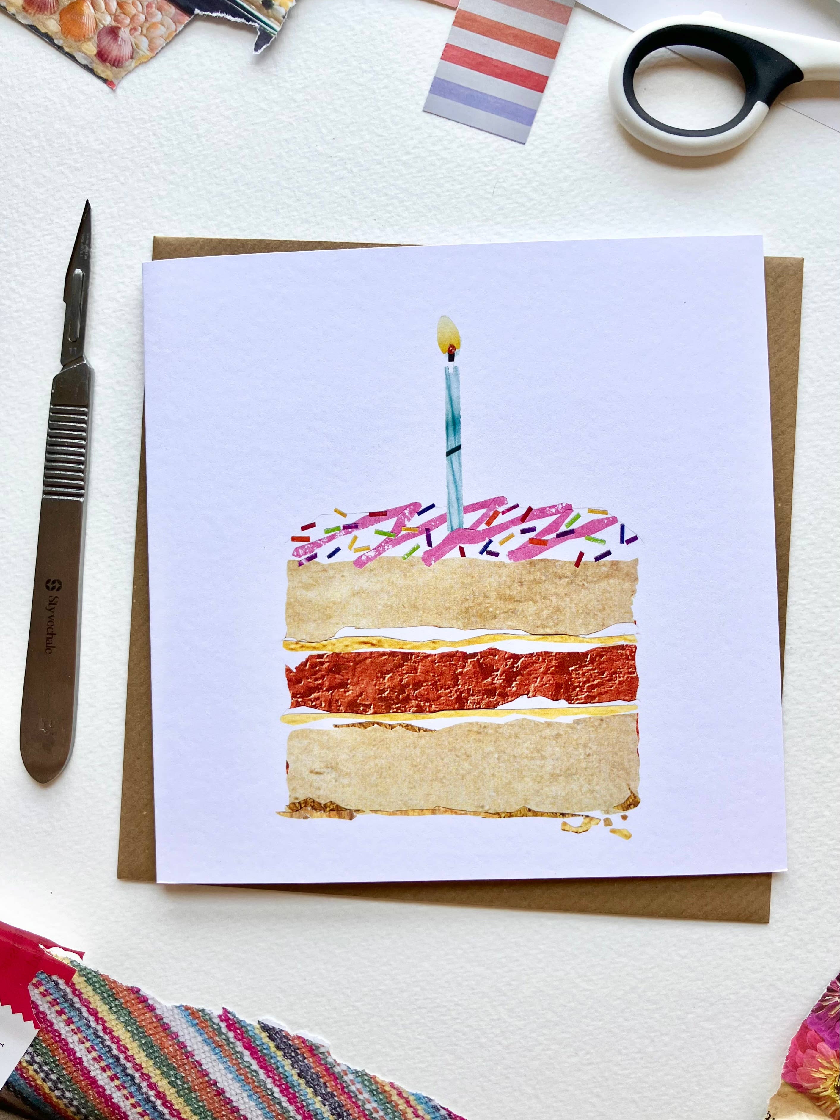 Soodle Street Studio – wholesale Birthday card – Birthday Angel Cake Slice Greetings Card2