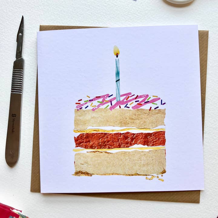 Soodle Street Studio – wholesale Birthday card – Birthday Angel Cake Slice Greetings Card2