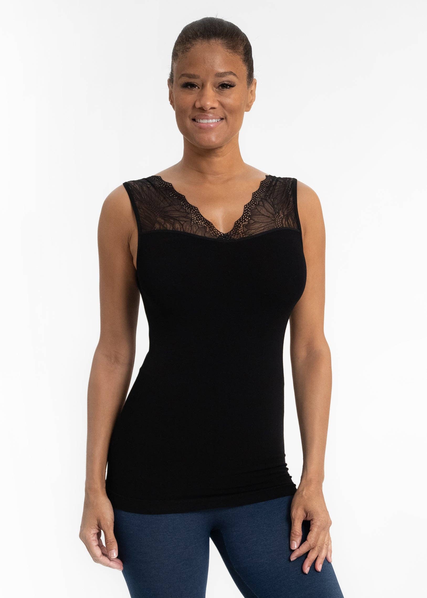 ELIETIAN - Vente Haut en maille – femme - Top réversible avec insert en dentelle17