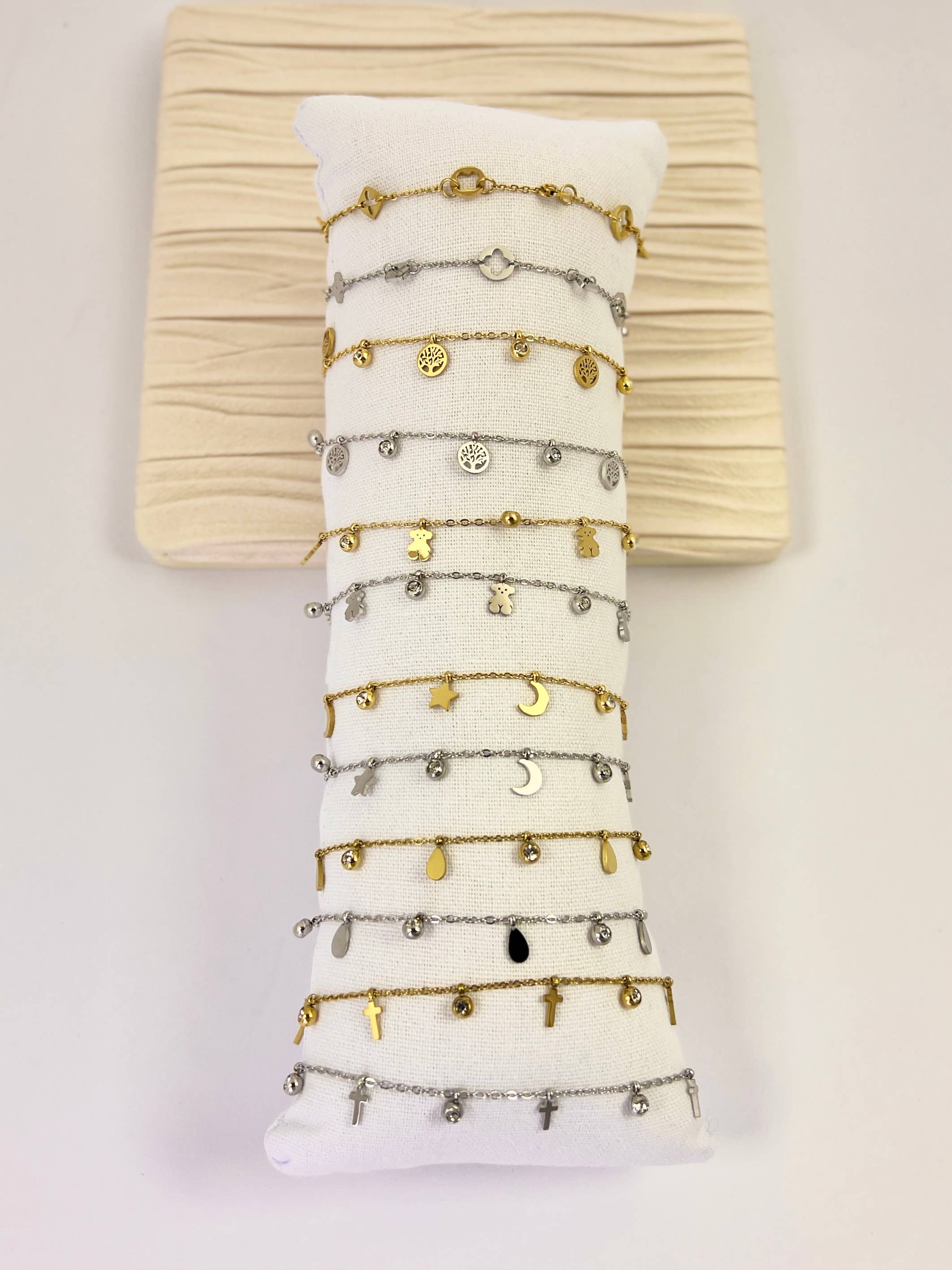 COSMOS – Conjunto de joias por atacado – Conjunto de 12 pulseiras de aço inoxidável com pingentes em dourado e prateado1