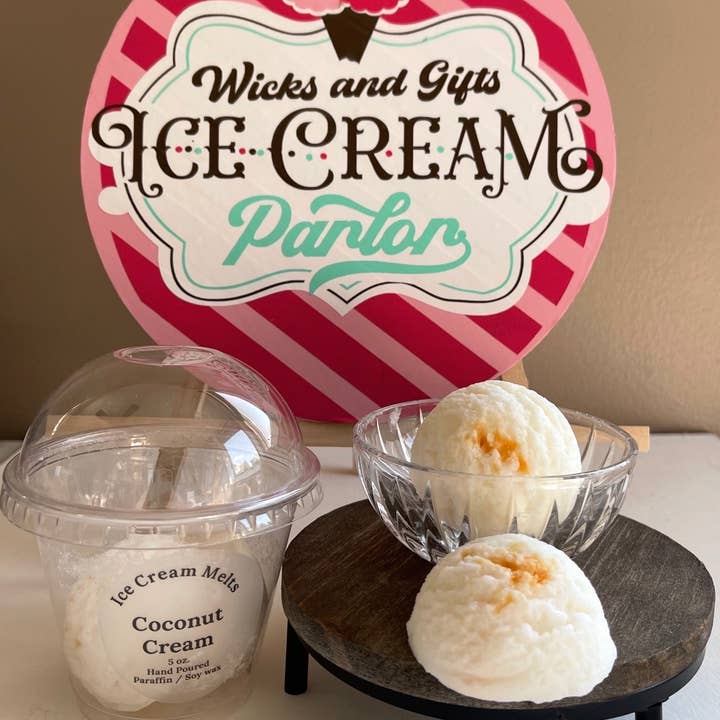 Wicks and Gifts - Wholesale Wax Melt - Coconut Cream 5 oz Ice Cream Scoop melts