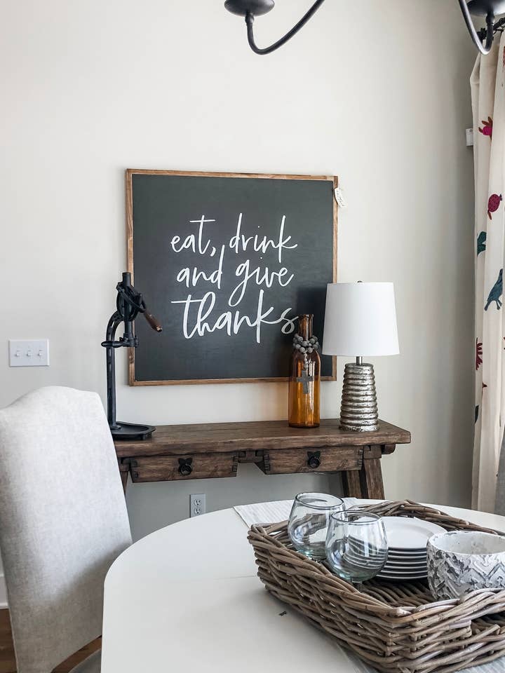 Eat Drink And Give Thanks Wood Sign for wholesale by The Shed Interiors