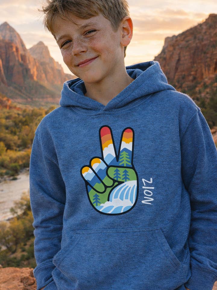 Peace Scene Customizable Youth Hooded Pullover for wholesale by MT Brand Apparel