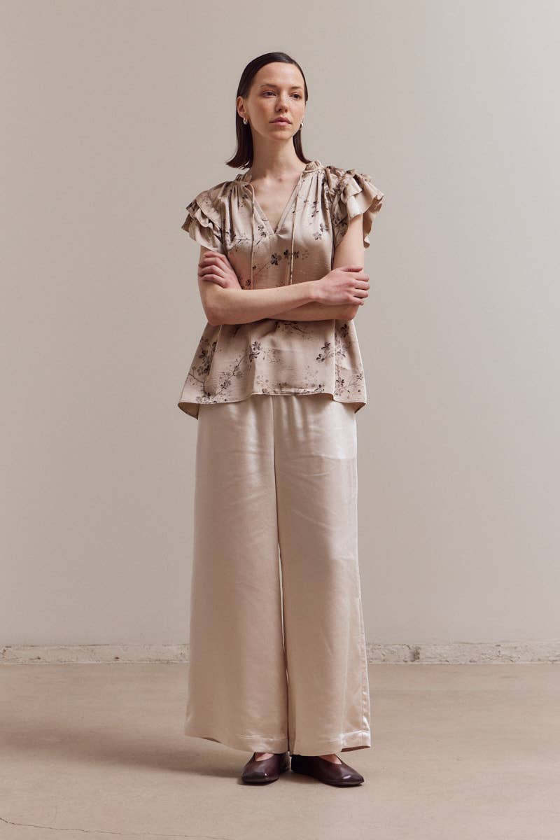 Grade & Gather – Blusa - Mulher por atacado – 40417BS - TOP COM FOLHOS ESTAMPADO2