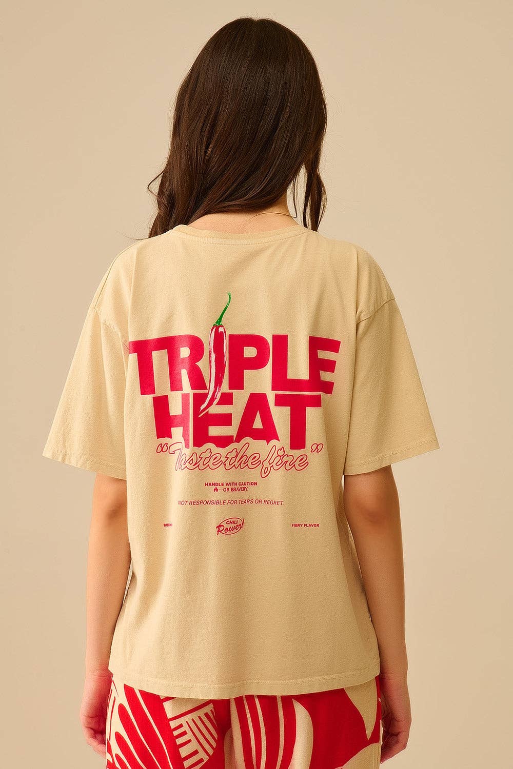 Beige relaxed fit Short Sleeve TRIPLE HEAT T-shirt for wholesale on Faire1
