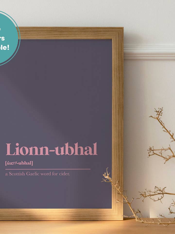 Lionn-ubhal Cider Alcohol Drink Bar Gaelic Dictionary UNFRAMED PRINT for wholesale by Kalloway Design