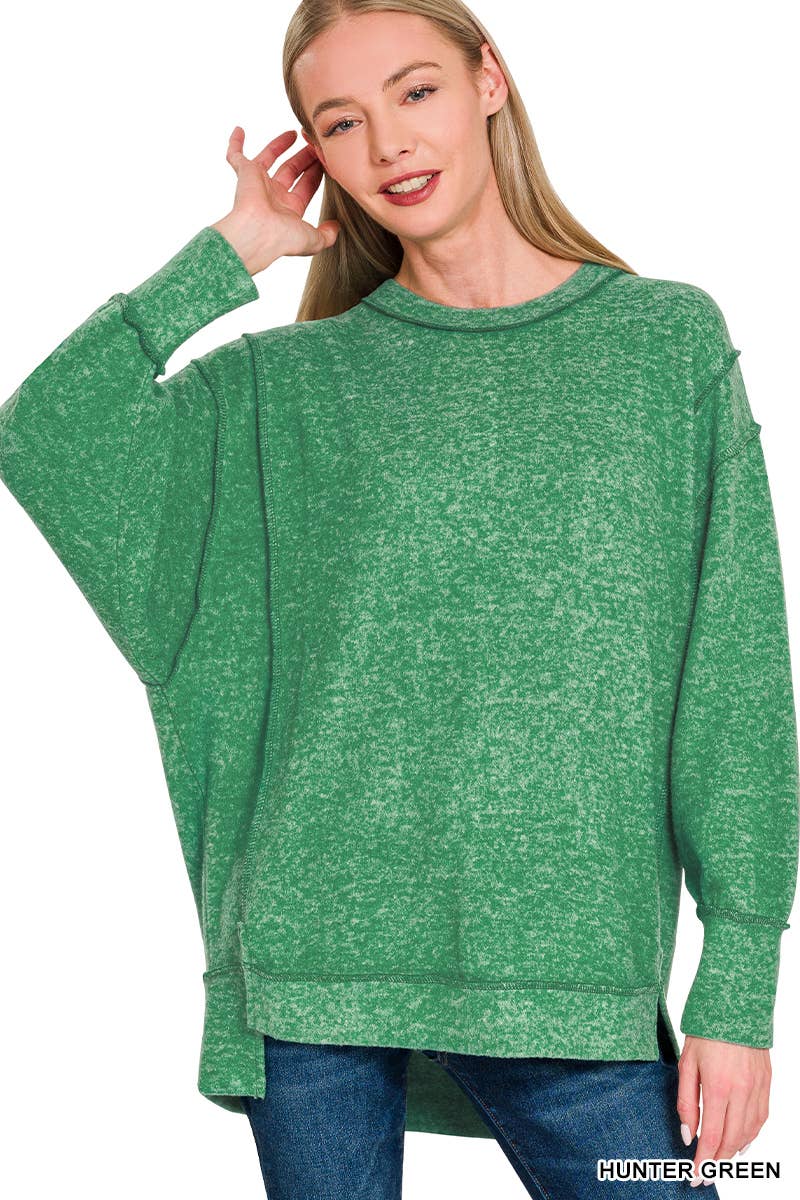 42POPS - Wholesale Knit Sweater - Women's - `.Brushed Melange Hacci Exposed Seam Sweater W/ Side11