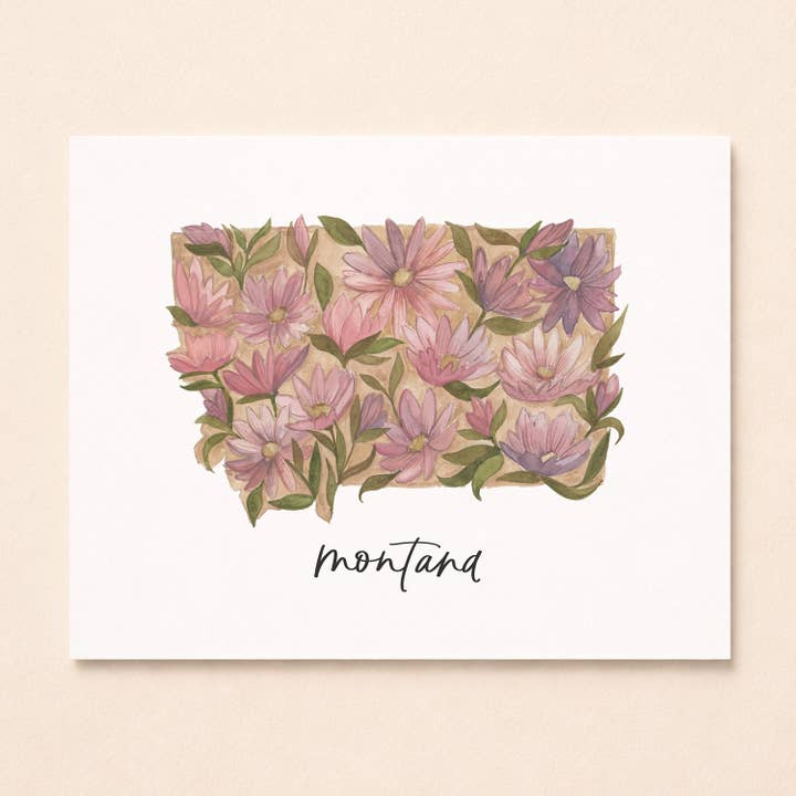 Montana State Flower Bitterroot | Watercolor Art Print for wholesale by Coley Kuyper Art