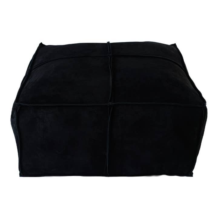 Pouf Leather Suede Solid Black 30" X 14" for wholesale by Luzia Leather Home Collection