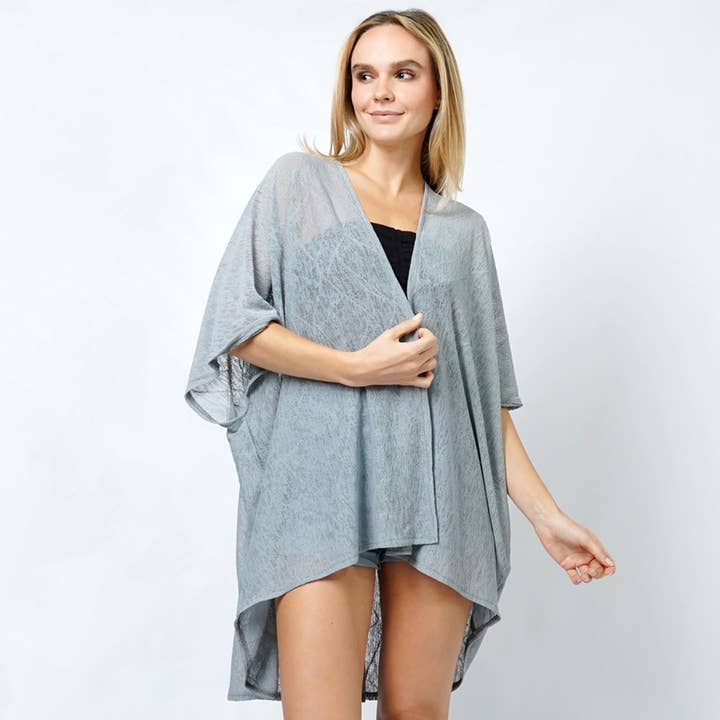 Sensibling Corp. - Wholesale Kimono - Women's - Textured Jersey Relaxed Fit Kimono Poncho2