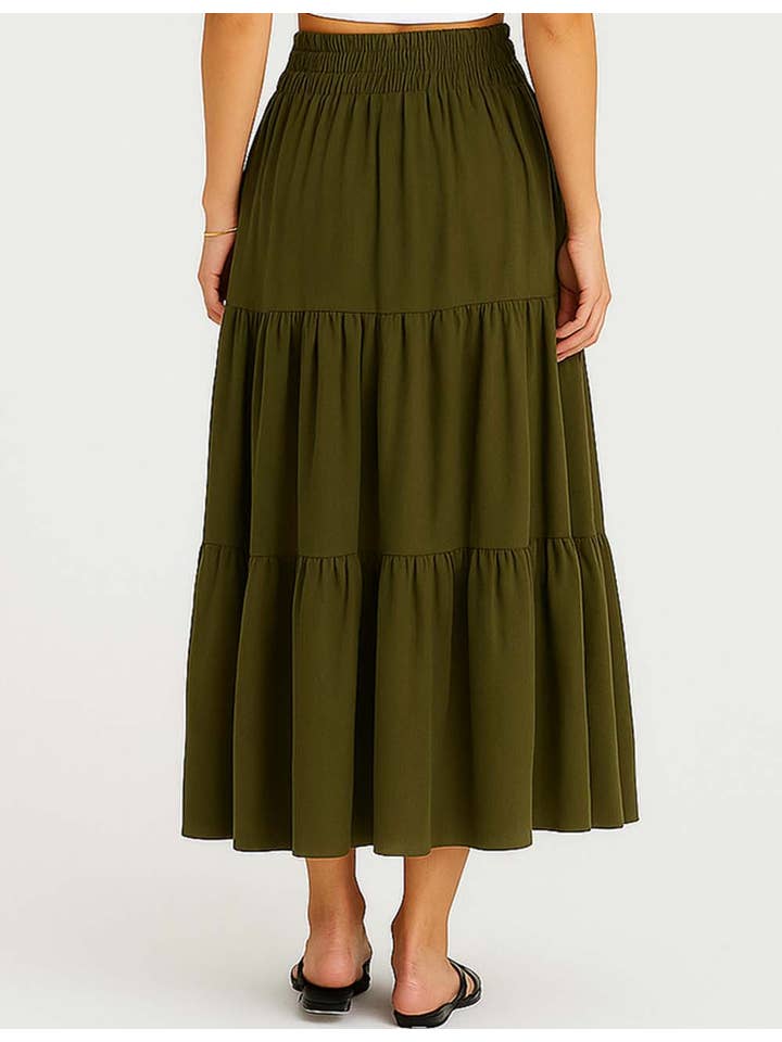 Sweetkama - Wholesale Skirt - Women's - Ladies Boho Elastic Waist Ruched Drawstring Skirt27