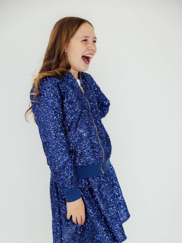 Royal Blue Sequin Jacket for wholesale by Mila & Rose