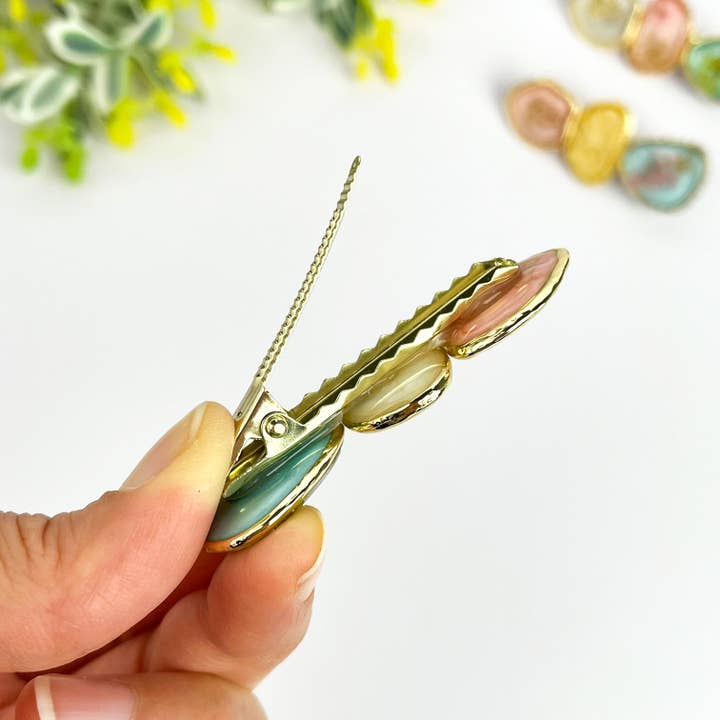 TheDivaSoap - Wholesale Hair Clip - Women's - Retro Flower Gold Edge Duckbill Clip,High Quality Hair Clip2
