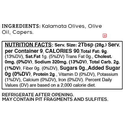 Sutter Buttes - Wholesale Tapenade - Kalamata & Caper Tapenade–Light & Savory Gourmet Spread 9oz1