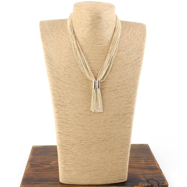 Pretty Persuasions – wholesale Link & chain necklace – N24254 Layered Tassel Necklace