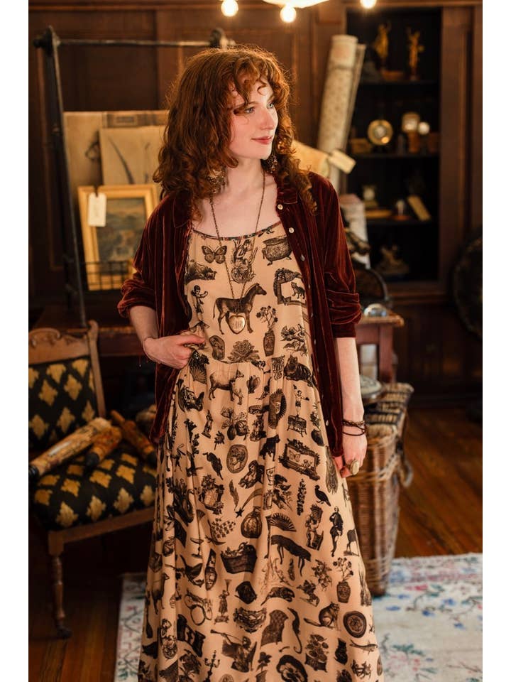 Market of Stars (Worldwide) - Wholesale Dress – Women's - Curiosities Bohéme Maxi Slip Dress w/ Whimsical Print10