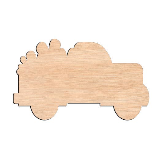 Flower Truck - Raw Wood Cutout for wholesale by Ortmann Woodcraft