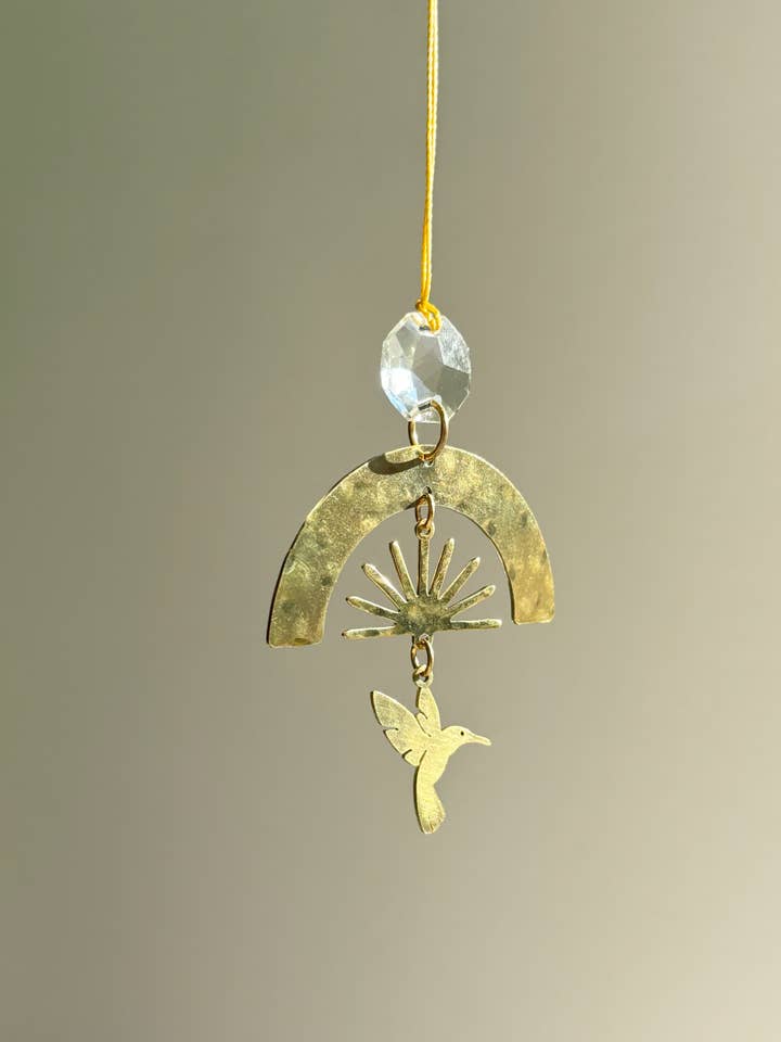 Ascension Hummingbird Light Catcher |Gold Charm | Suncatcher for wholesale by Vida + Luz