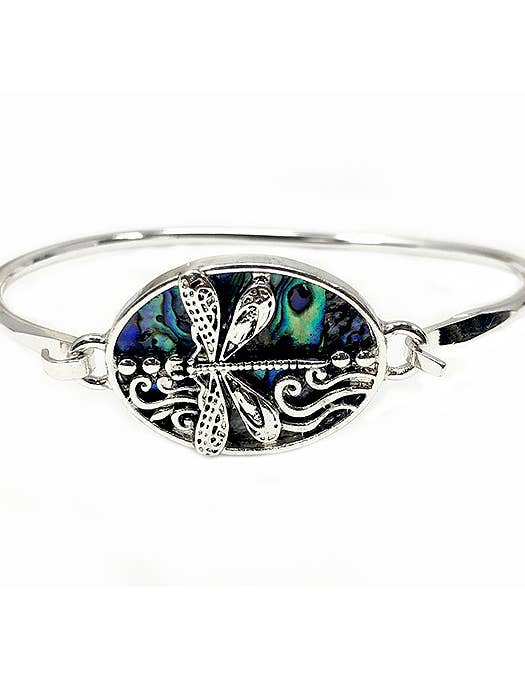( A412 ) ABALONE DRAGONFLY WIRE BANGLE BRACELET for wholesale by Jewelry Max