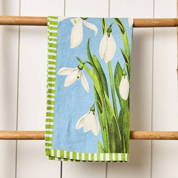Tea Towel - Pure Linen - Snowbell Indigo - Vibrant Kitchen Textile for wholesale by Tam Tam Paper & Cloth