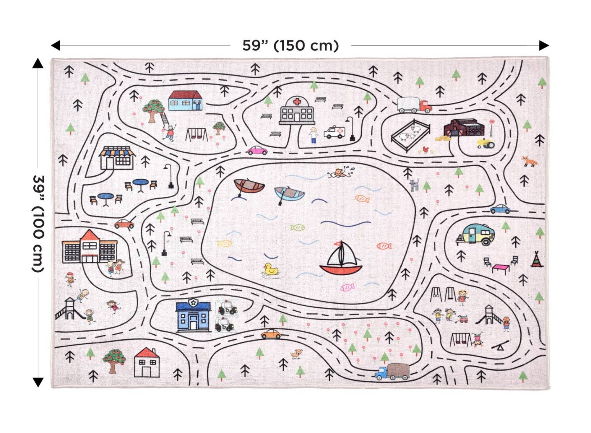 Happy Woody - Vendita all'ingrosso Tappeto - Bambini e neonati - Tappeto per bambini HappyTown con motivo strade - tappeto gioco per cameretta8