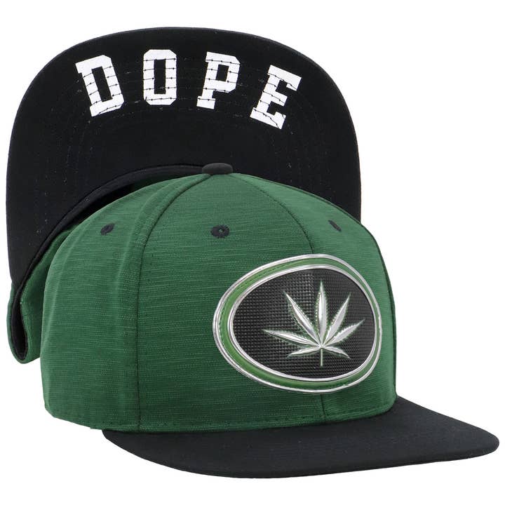 Cap Zone - Wholesale Flat Brim Cap - Unisex - Marijuana Chrome Logo Tweed Flat Brim Cap3