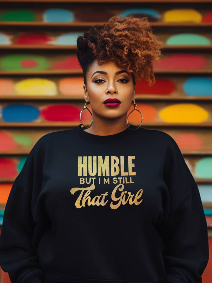 Humble glitter sweatshirt (black-gold) for wholesale by Golden Chic