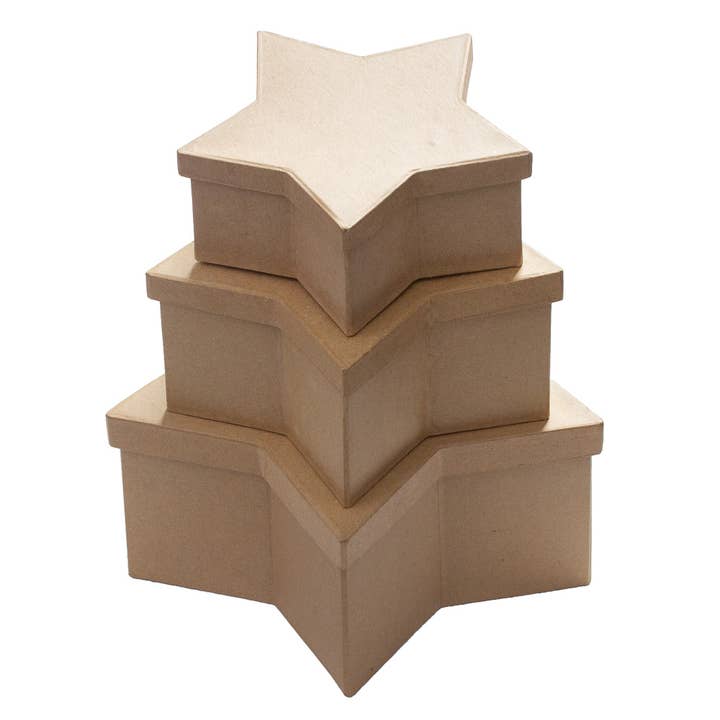 Factory Direct Craft - Wholesale Gift Box - Premade 3-Piece Paper Mache Nested Star Boxes