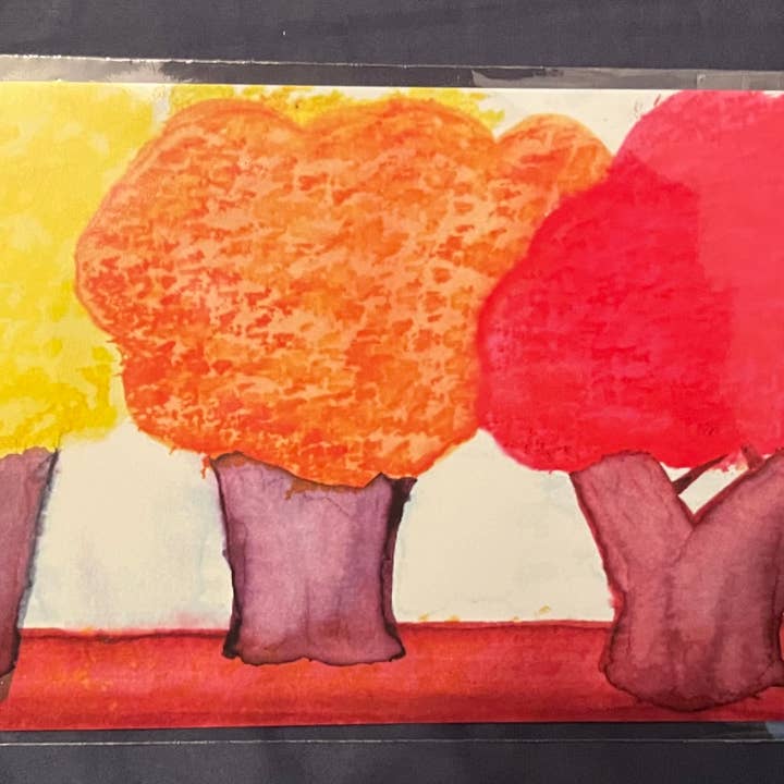 Fall Trees 5x7 Watercolor and Acrylic Art Print for wholesale by The Jack Dabbler