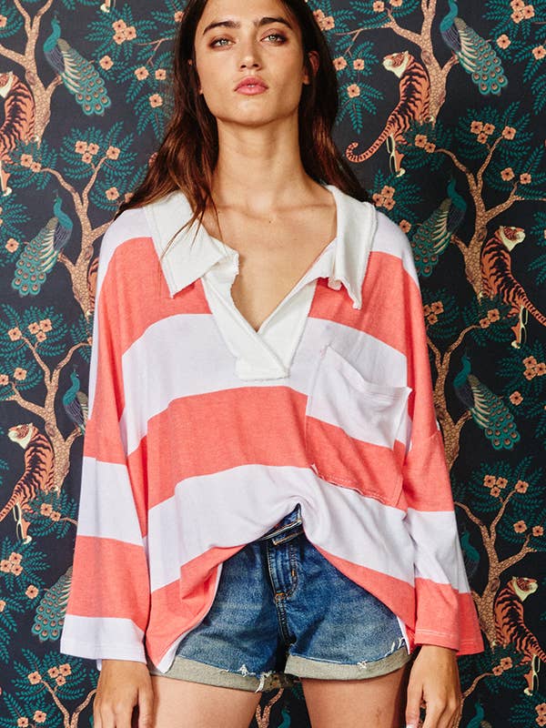 Black T1211C Oversized Stripe Top for wholesale on Faire22