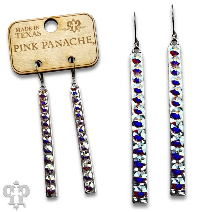 Pink Panache Brands - Wholesale Dangle Earrings - Sleek bar earring with Austrian crystals8