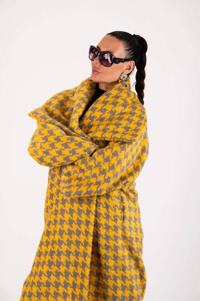 Jaune Manteau d'hiver pied-de-poule OFELIA en vente sur Faire3