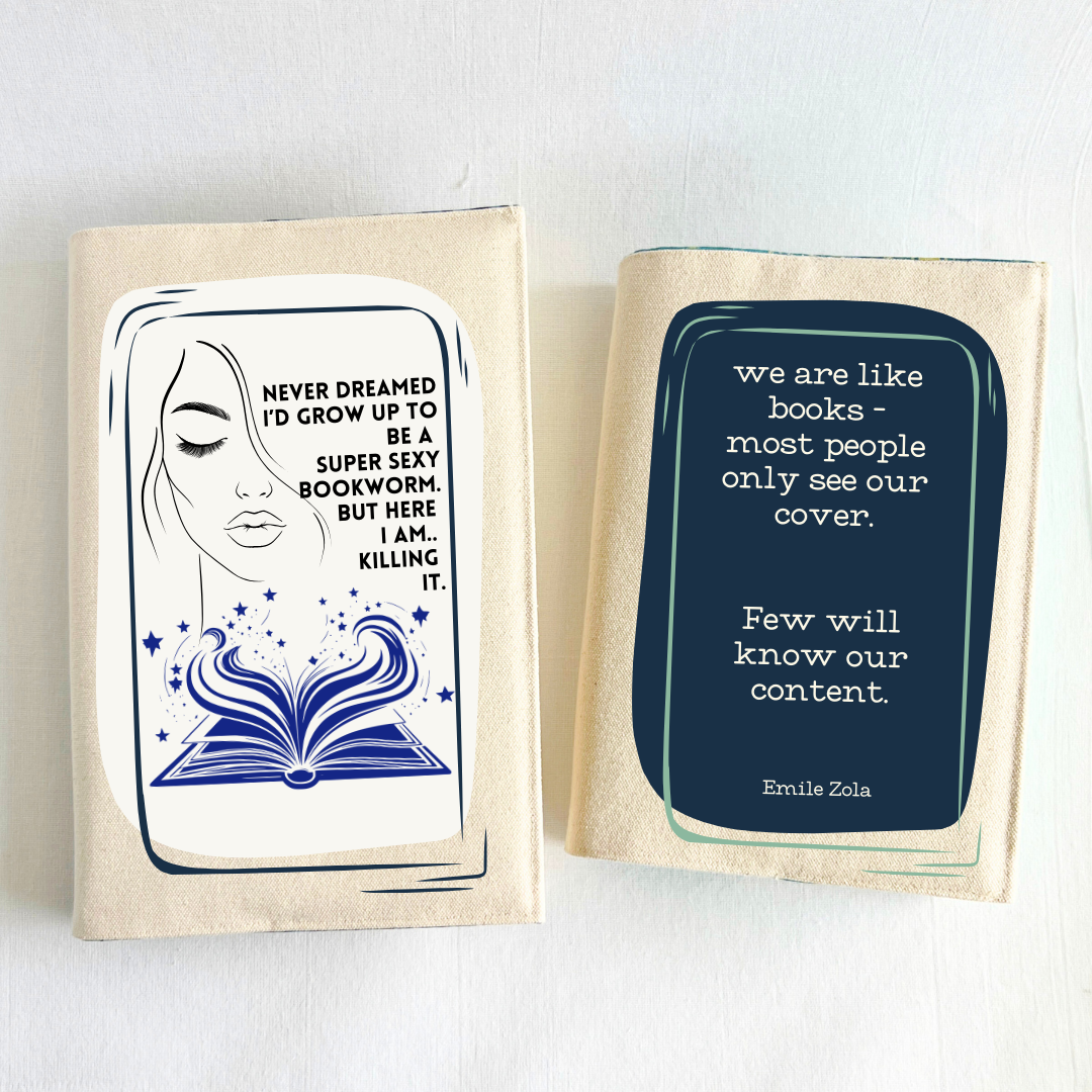 Pretty Clever Words - Wholesale Book Cover - Reusable Adjustable Fabric Book Cover - we are like books4