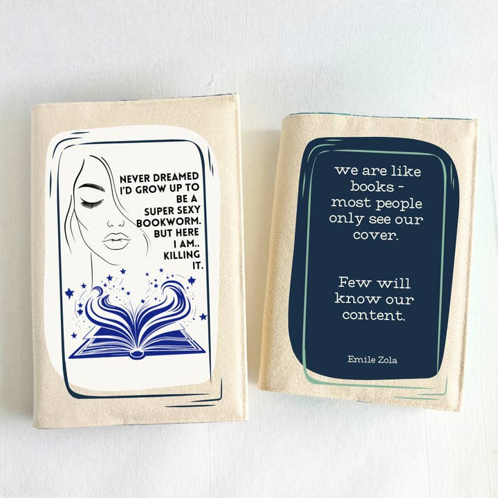 Pretty Clever Words - Wholesale Book Cover - Reusable Adjustable Fabric Book Cover - we are like books4