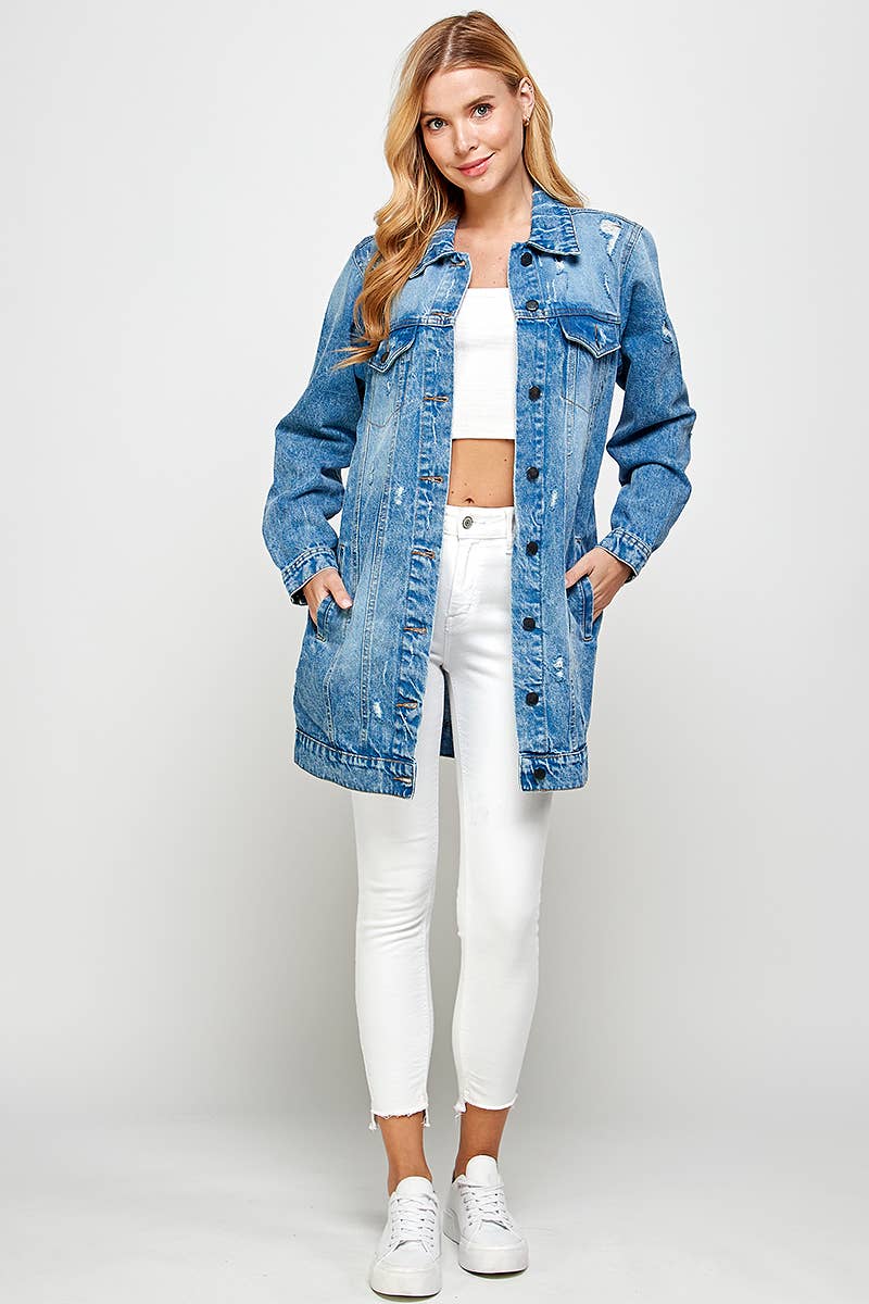 MED Women's Denim Jacket with Distressed for wholesale on Faire2