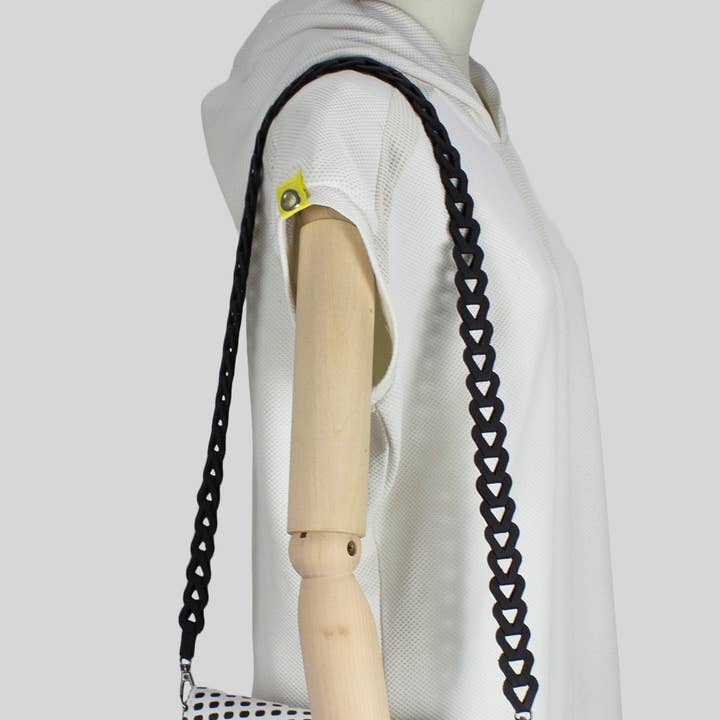 Flätad svart läderrem för väska – designrem för wholesale av MIMIKRI Design