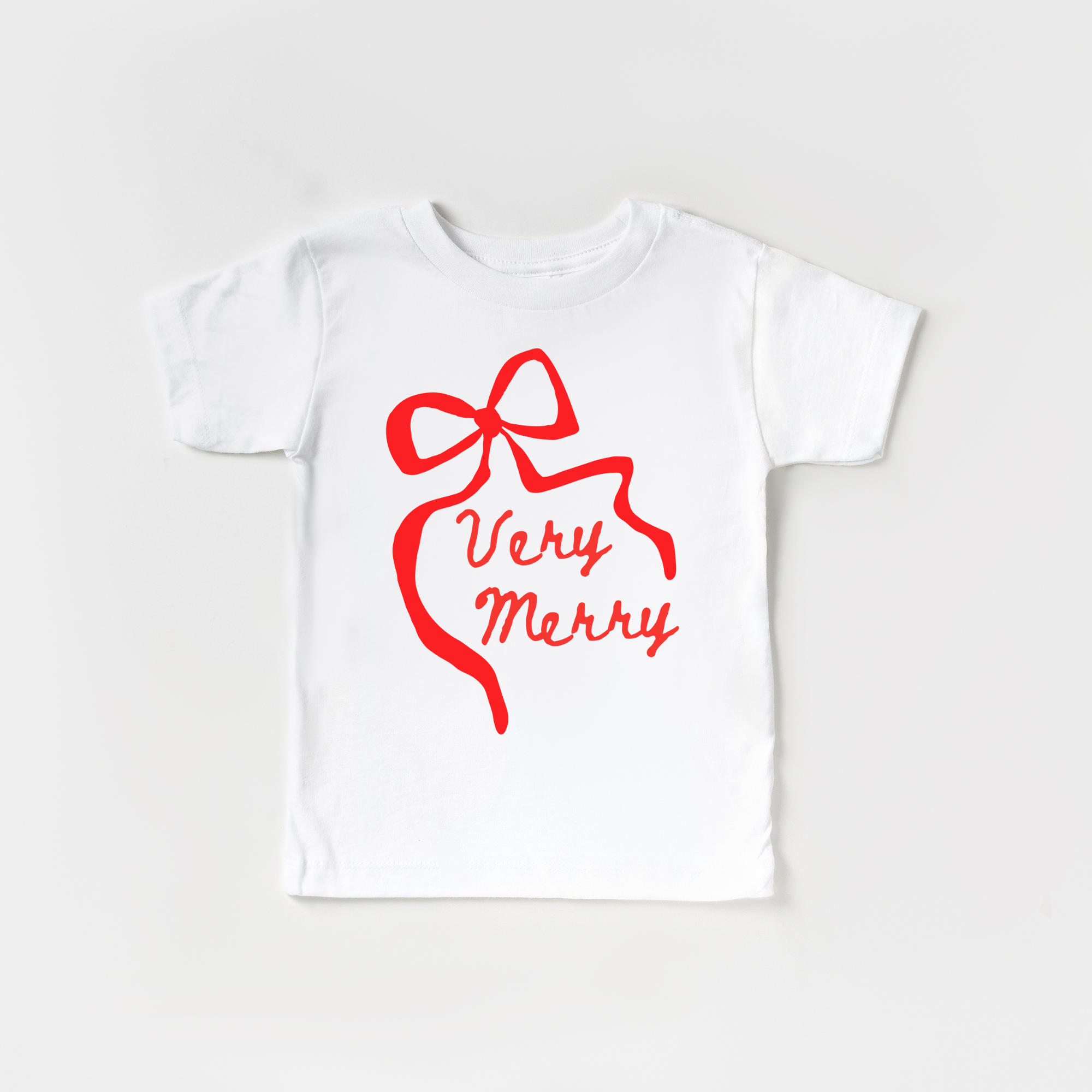 Benny & Ray Apparel - Wholesale Screen Printed T-Shirt - Kids - Very Merry Santa Claus Merry and Bright Bow Christmas Shirt 5