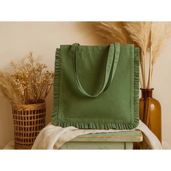 House of Kraft Jewelry & Accessories - Wholesale Tote bag – Women's - Canvas Ruffle Tote | Canvas Colored Tote Bag | Unbranded 15
