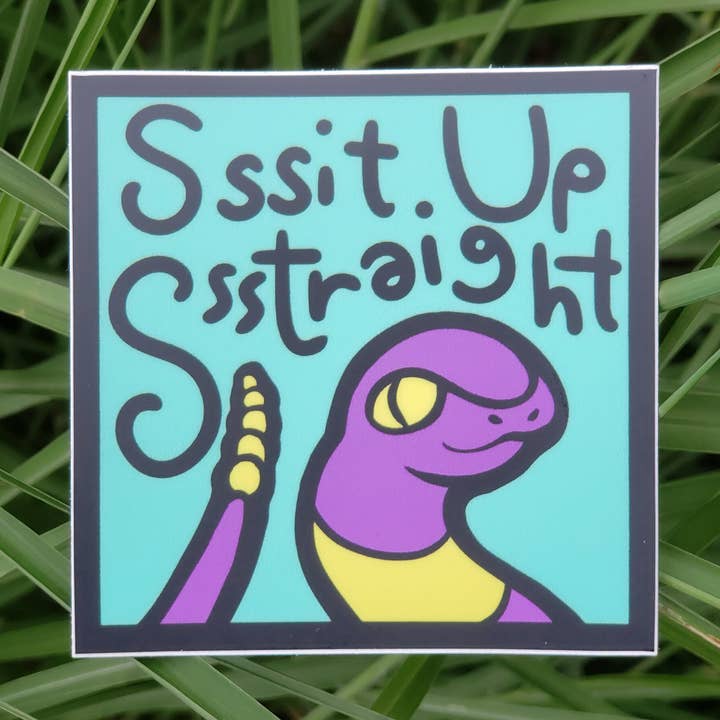 Ekans: Sit Up Straight 3"x3" Waterproof Vinyl Sticker for wholesale by waifuarts