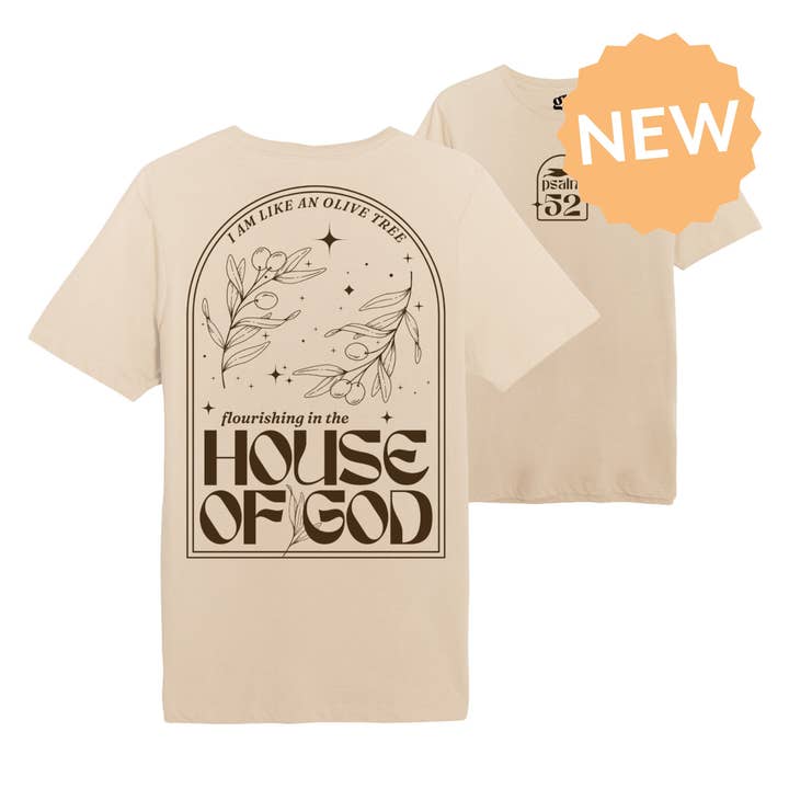 House of God Graphic Tee - Mushroom for wholesale by GLO- God's Love Overcomes