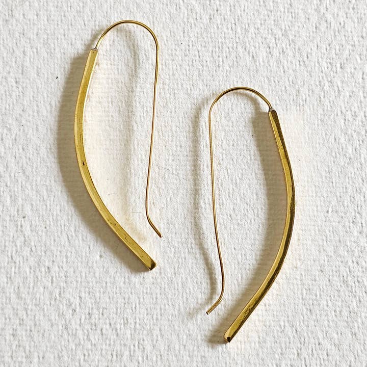 Bisjoux - Wholesale Dangle Earrings - Brass curve square profile wire handmade thread Earrings