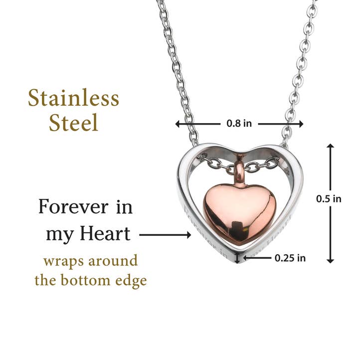 Silver Lillian Rose Forever in My Heart Memorial Necklace for wholesale on Faire2
