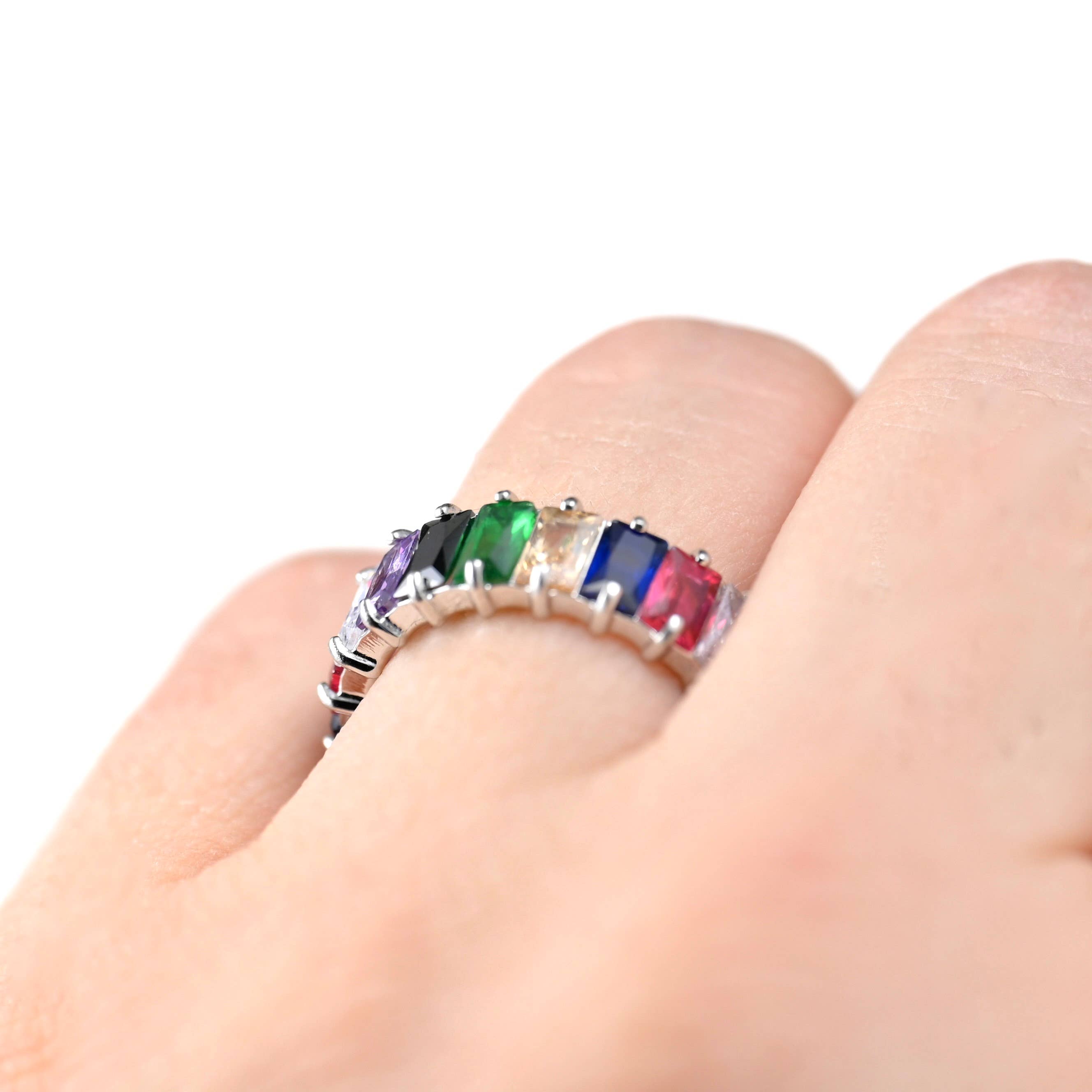Blueyejewelry - Wholesale Multi-Stone Ring - Baguette Diamond Ring - Wide Baguette-cut CZ Ring 10