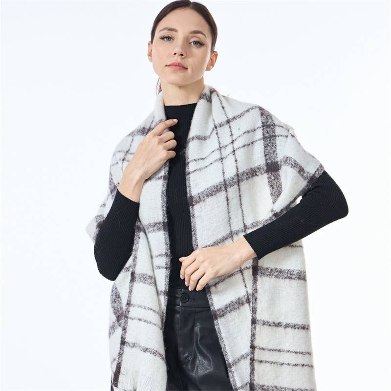 Sweetkama - Wholesale Scarf - Women's - Unisex Color Block Plaid Everyday Scarf SKAS42003